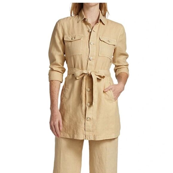 L’Agence Samantha Belted Linen Safari Jacket Coat in Sand Tan Sz L NWT $450 - Picture 8 of 9
